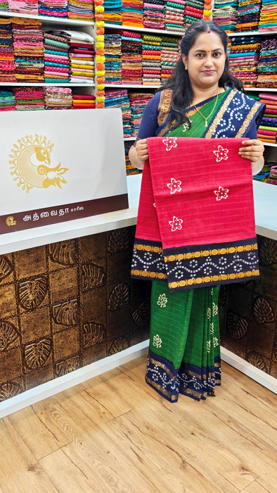 Rani Sungudi Cotton Sarees Double Side Rudraksham Contrast Border