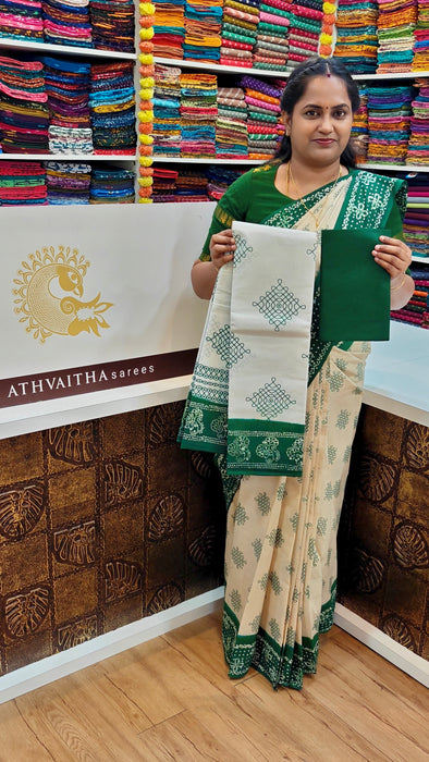 Rani Sungudi Cotton Sarees  Without Zari Kolam Design