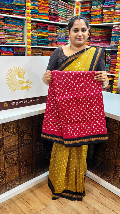 Rani Sungudi Cotton 3 Dot With Doubleside 1inch Contrast Border