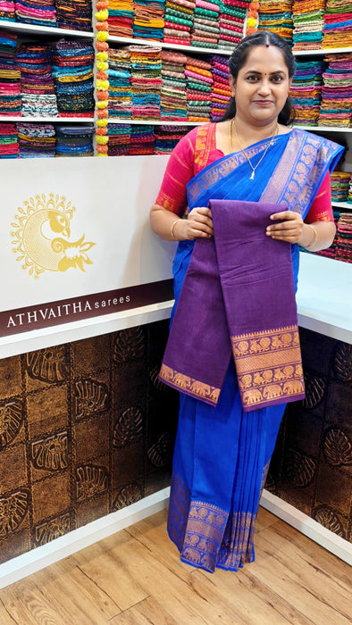 Rani Sungudi Cotton Sarees Doubleside Plain With Long Border Self