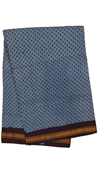 Rani Sungudi Cotton Sarees Double Side Zari Border Polka Dot -Grey-Darkblue
