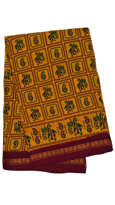 Rani 120's Hand Block Sungudi Cotton Sarees 1inch Border