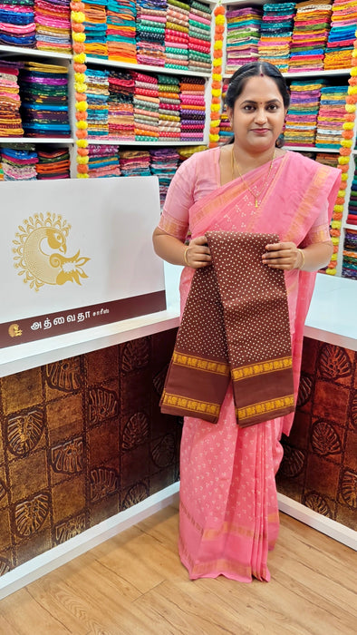 Rani Sungudi Cotton Doubleside Self Annamayil Border One Dot