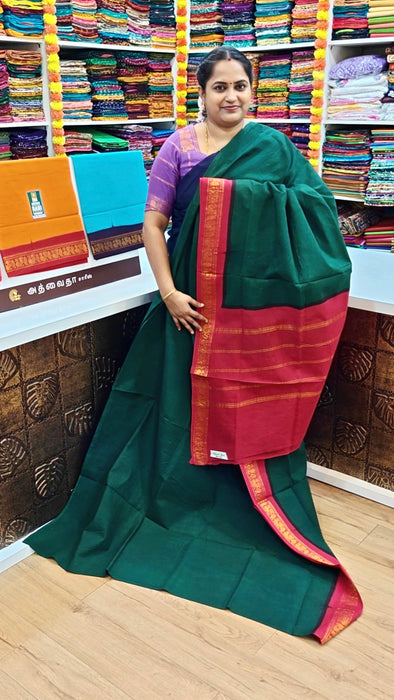Rani Sungudi Cotton Saree One Side Small Border - Plain