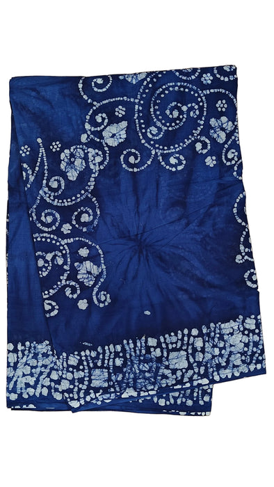 Rani Sarees Cotton Sarees With Blouse Hand Art Wax Print-Ink Blue