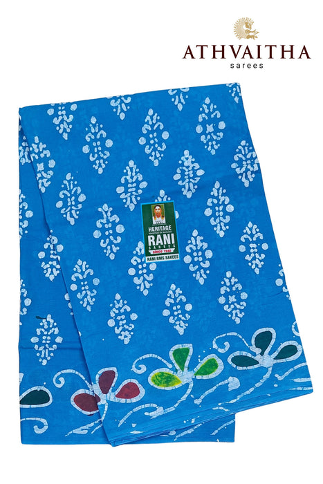 Rani Sungudi Cotton Without Zari Border With Blouse - Hand Art