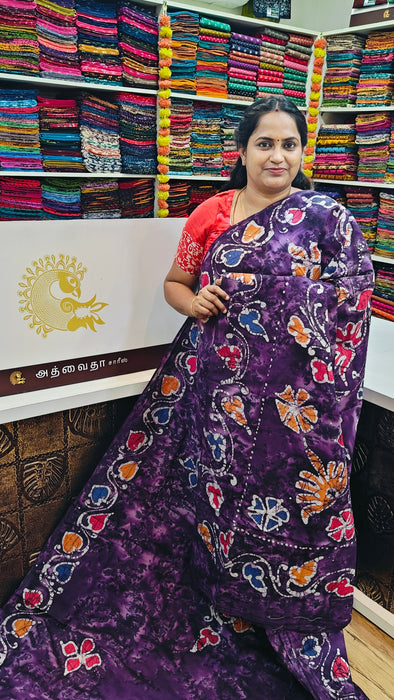 Rani Sungudi Cotton Sarees Without Zari Bathic Art