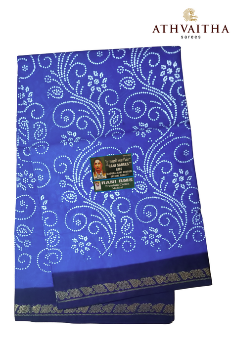 Madurai Rani Sungudi Cotton Saree With Small Zari Border -MeenabeenaRangoli