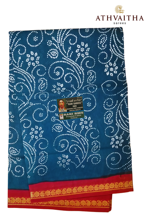 Madurai Rani Sungudi Cotton Saree With Small Zari Border -MeenabeenaRangoli