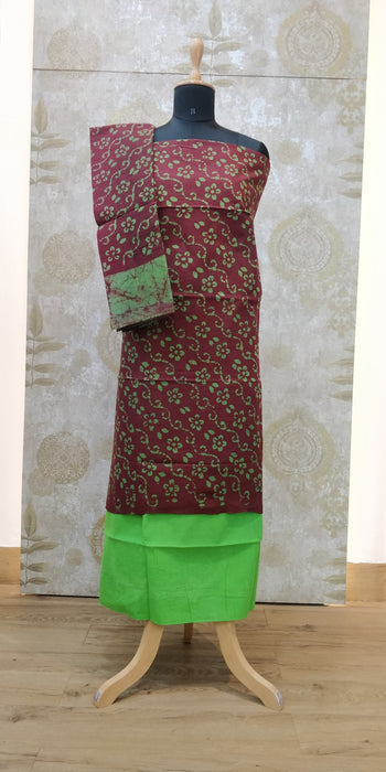 Rani Chudidhar Material-Brown-Green-017