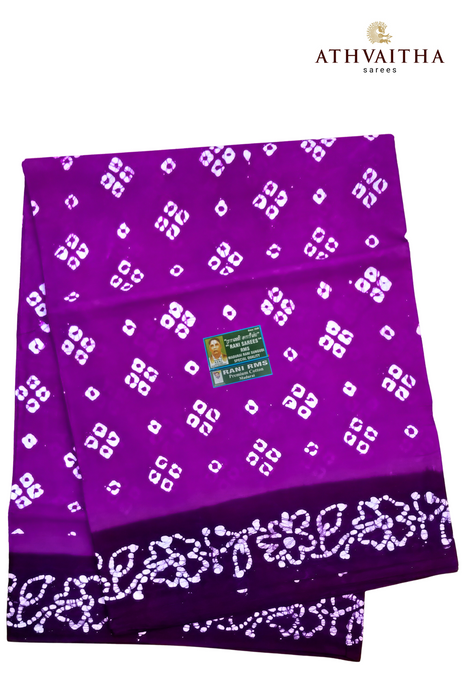 Sungudi Madurai Rani Cotton Sarees Without Zari Border Contrast Madisar 10.5Yards- Tie & Dye