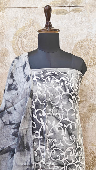 Rani Sungudi Cotton Salwar Material - Grey