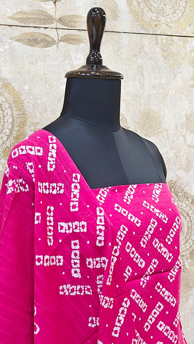 Rani Sungudi Cotton Salwar Material - Rani Pink