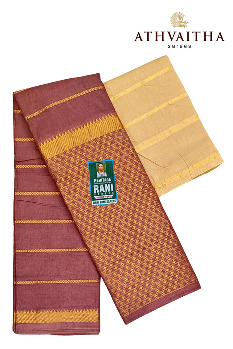 Rani 120's Vasigara Veldhari Doubleside Border Contrast With Blouse