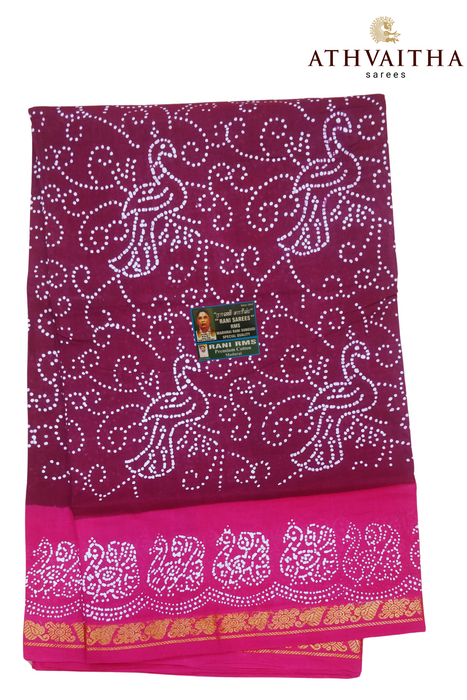 Madurai Rani Sungudi Cotton Saree Small Zari Border-Vanna Mail