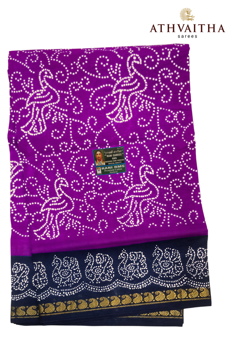 Madurai Rani Sungudi Cotton Saree Small Zari Border-Vanna Mail