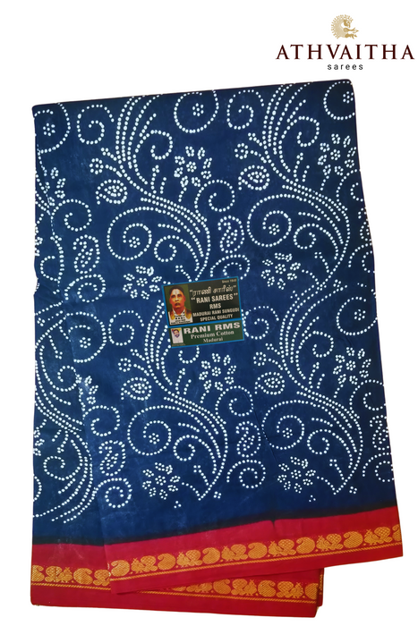 Madurai Rani Sungudi Cotton Saree With Small Zari Border -MeenabeenaRangoli