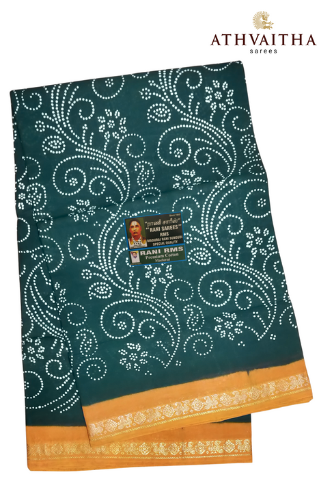 Madurai Rani Sungudi Cotton Saree With Small Zari Border -MeenabeenaRangoli