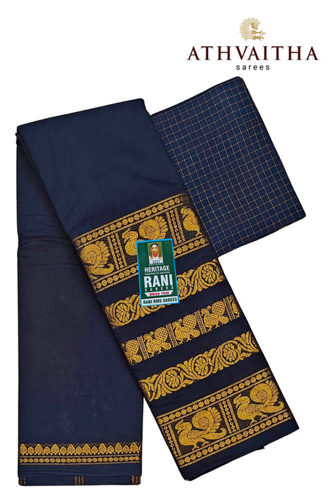 Rani Sungudi Sarees 120's Lotus Self Fancy Doubleside Border With Blouse