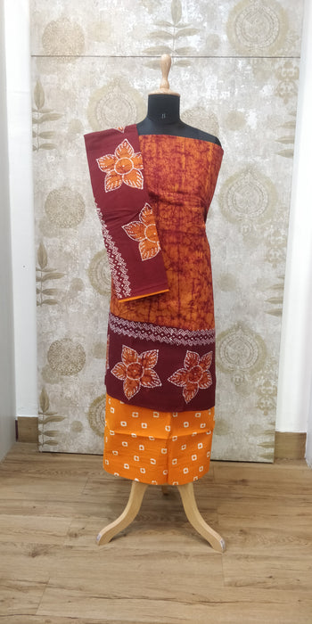 Rani Chudidhar Material-Maroon-Light Orange-012