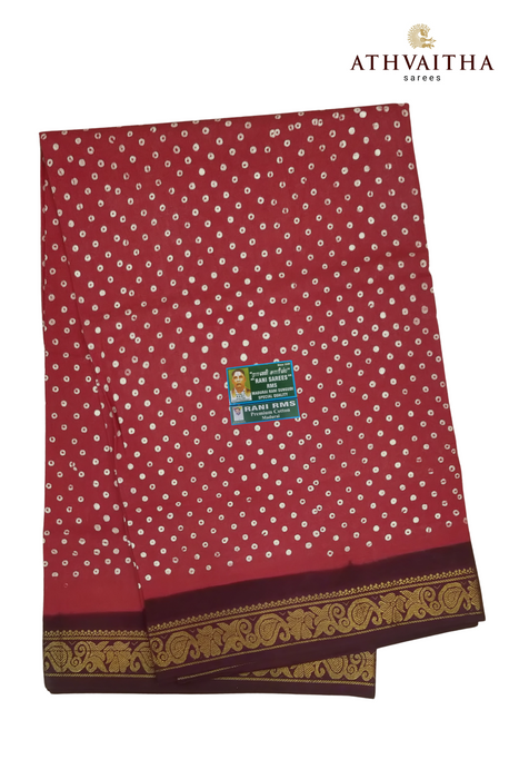 Madurai Rani Sungudi Cotton With Doubleside Small Border-Polka Dot