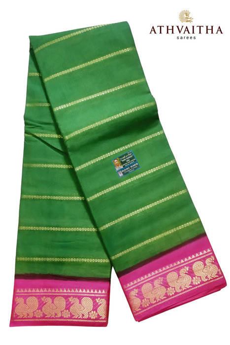 Rani Veldhari 120's - Mehndi Green - Pink