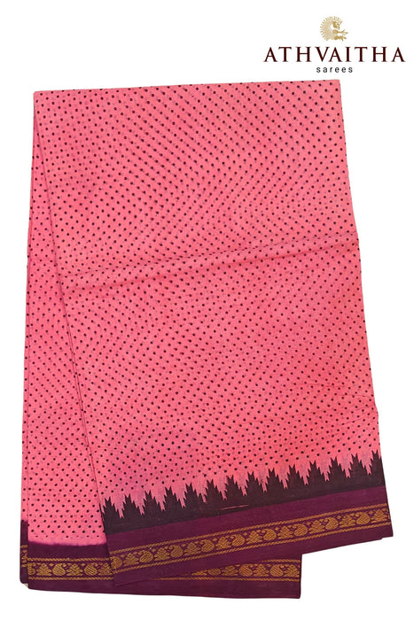 Madurai Sungudi Sarees Small 1 Dot With Contrast Doubleside Zari Border