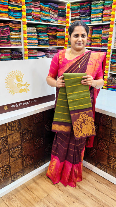 Rani Sungudi Saree Veldhari Doubleside Long Border