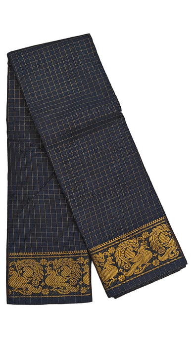 Sungudi Cotton Zari Checks Saree – Handcrafted Elegance from Madurai -Black