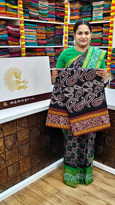 Rani Sungudi Sarees Double Side Annamayil Fancy Wax Print