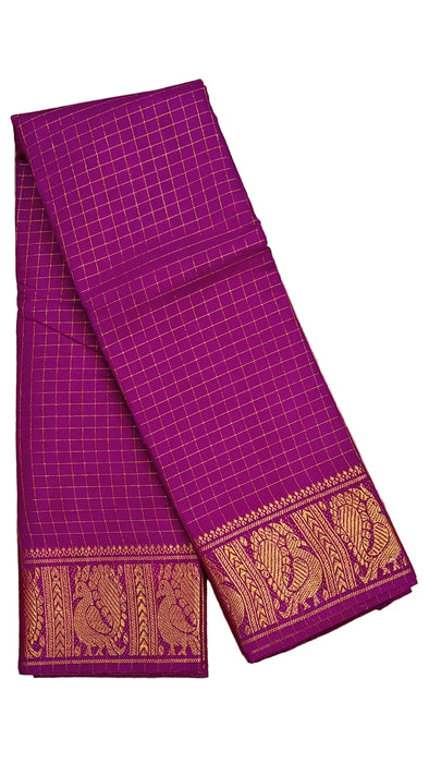 Sungudi Cotton Zari Checks Saree – Handcrafted Elegance from Madurai -Magenta