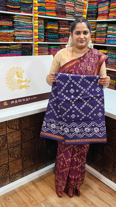 Rani Sungudi Saree Doubleside 1inch Border Self - Fancy Chakra Bandini