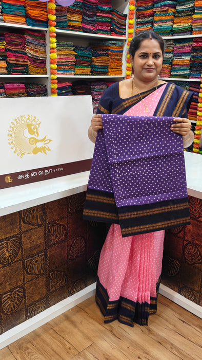 Rani Sungudi Cotton Polkadot Doubleside Kaasumalai Contrast Border