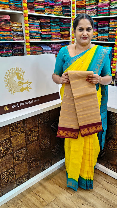 Rani Sungudi Cotton Saree With Doubleside Contrast Border Veldhari - Biscuit-Coffee.Brown