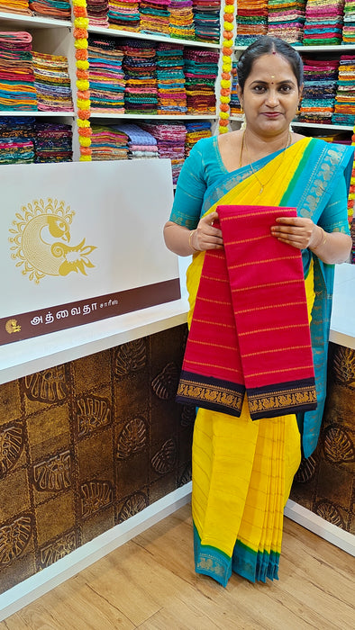 Rani Sungudi Cotton Saree With Doubleside Contrast Border Veldhari- Maroon-Black