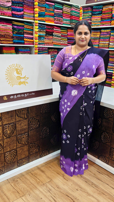 Rani Sungudi Pure Cotton Sarees Tie and Dye 120's-Purple With Violet
