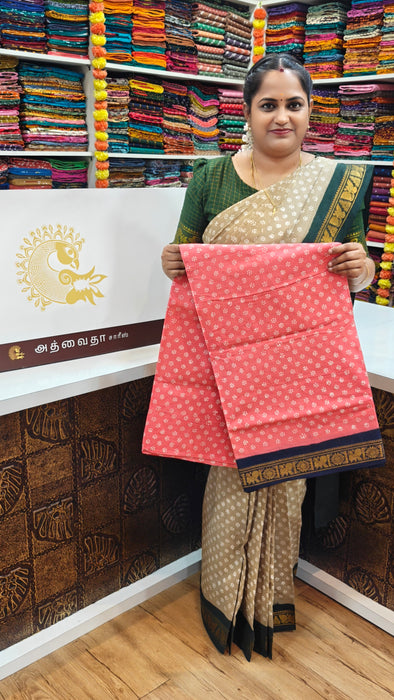 Rani Sungudi Cotton Saree One Side Small Border - Flower Dot