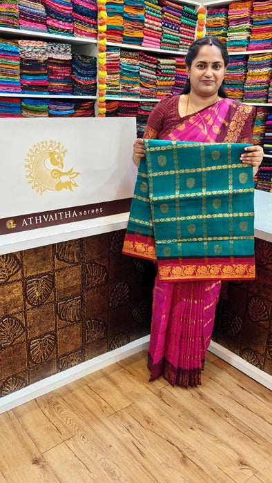Rani Sungudi Cotton Sarees Ambika Checks Doubleside Border With Rich Pallu