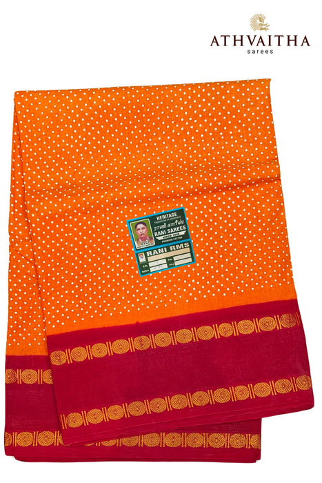 Rani Sungudi Madurai Cotton Small 1Dot With Contrast Rudraksha Border  - 10.5Yards Madisar