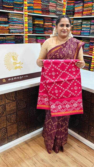 Rani Sungudi Saree Doubleside 1inch Border Self - Fancy Chakra Bandini