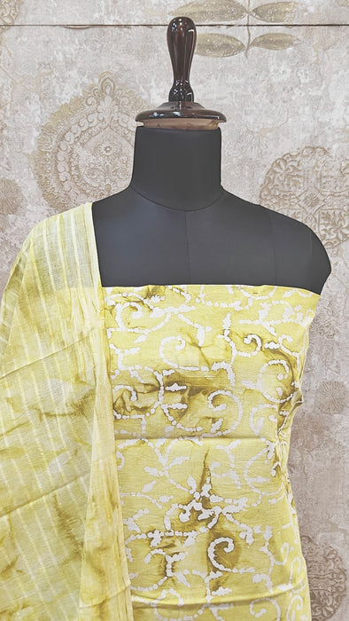 Rani Sungudi Cotton Salwar Material - Yellow