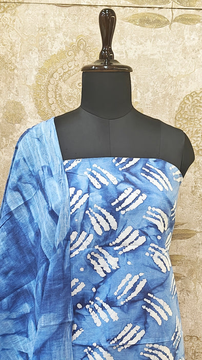 Rani Sungudi Cotton Salwar Material - InkBlue