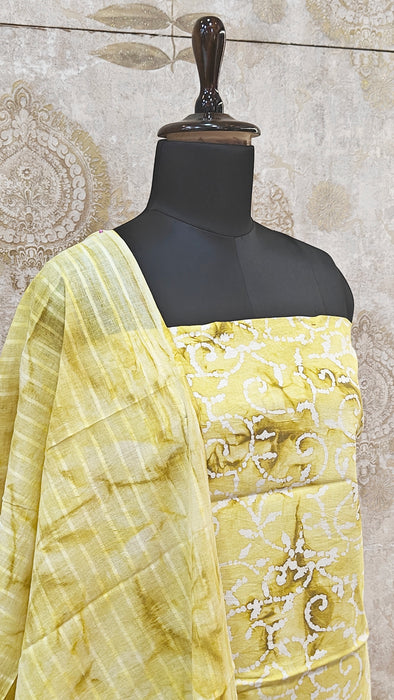 Rani Sungudi Cotton Salwar Material - Yellow
