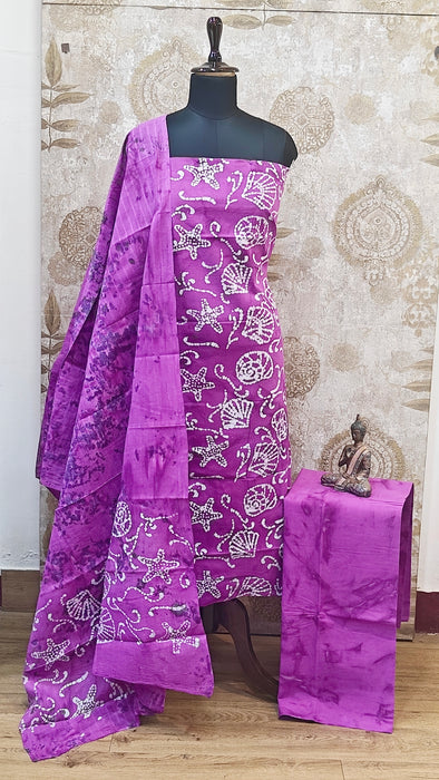 Rani Sungudi Cotton Salwar Material - Magenta