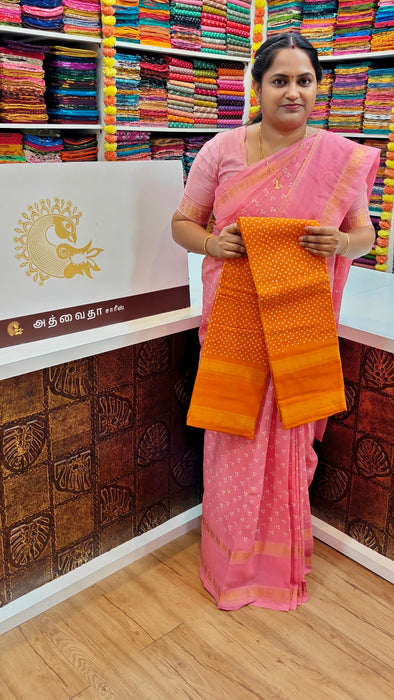 Rani Sungudi Cotton Doubleside Self Annamayil Border One Dot
