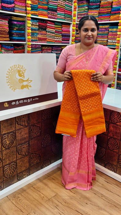 Rani Sungudi Cotton Doubleside Self Annamayil Border Three Dot
