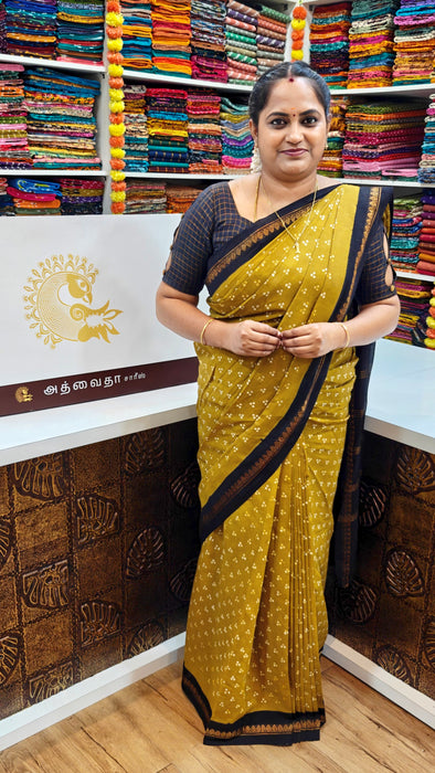 Rani Sungudi Cotton 3 Dot With Doubleside 1inch Contrast Border