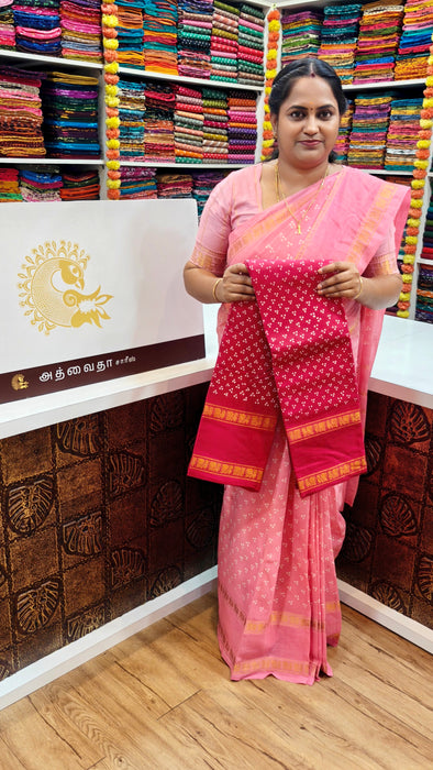 Rani Sungudi Cotton Doubleside Self Annamayil Border Three Dot