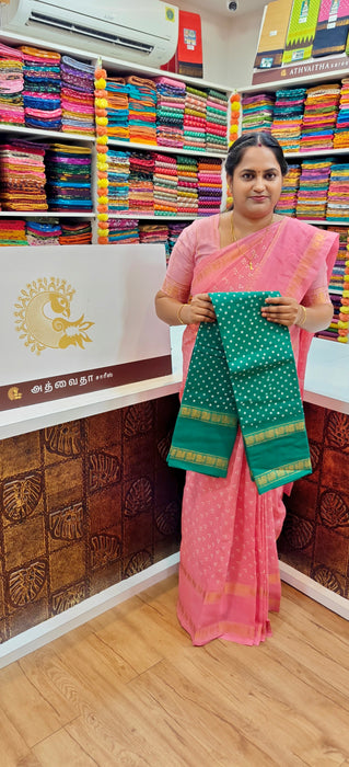 Rani Sungudi Cotton Doubleside Self Annamayil Border One Dot