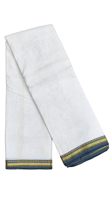 Narayanpet Cotton Saree - White With Gray Thread Border